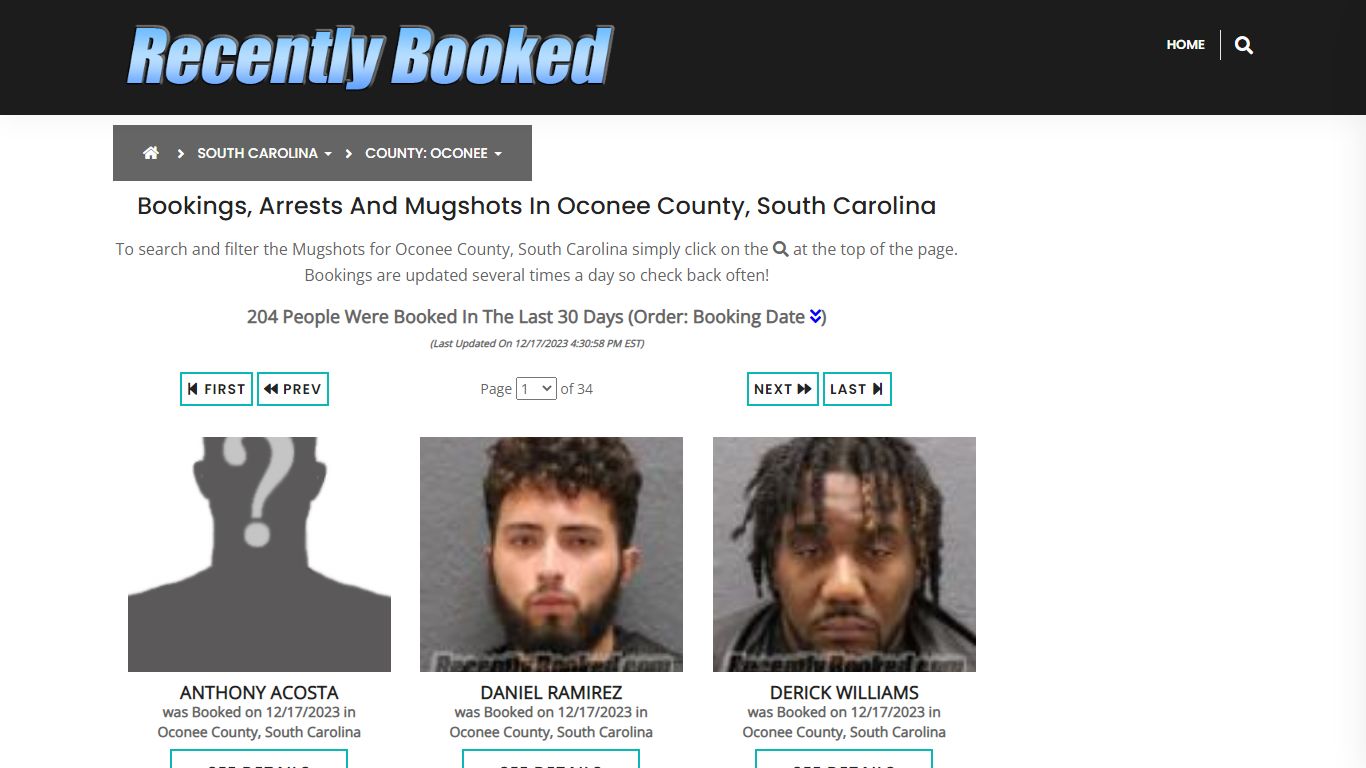 Bookings, Arrests and Mugshots in Oconee County, South Carolina