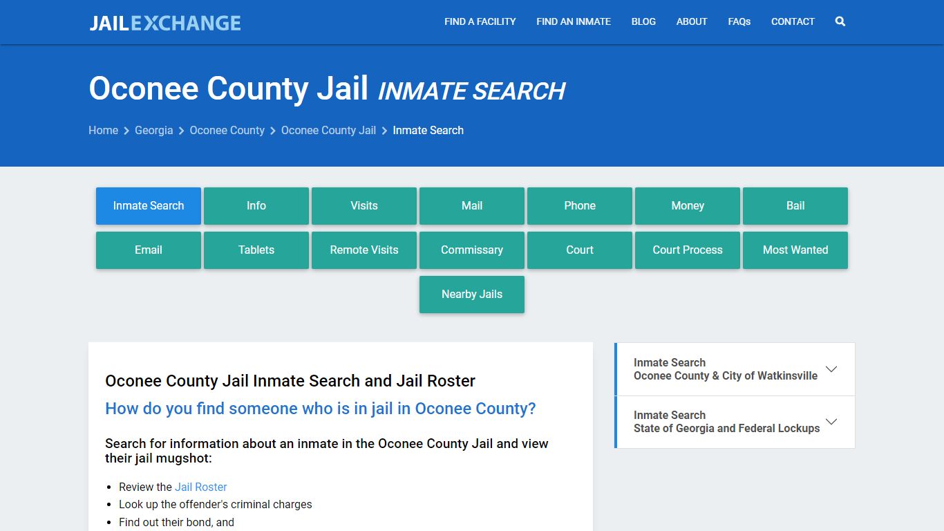 Oconee County Jail Inmate Search - Jail Exchange